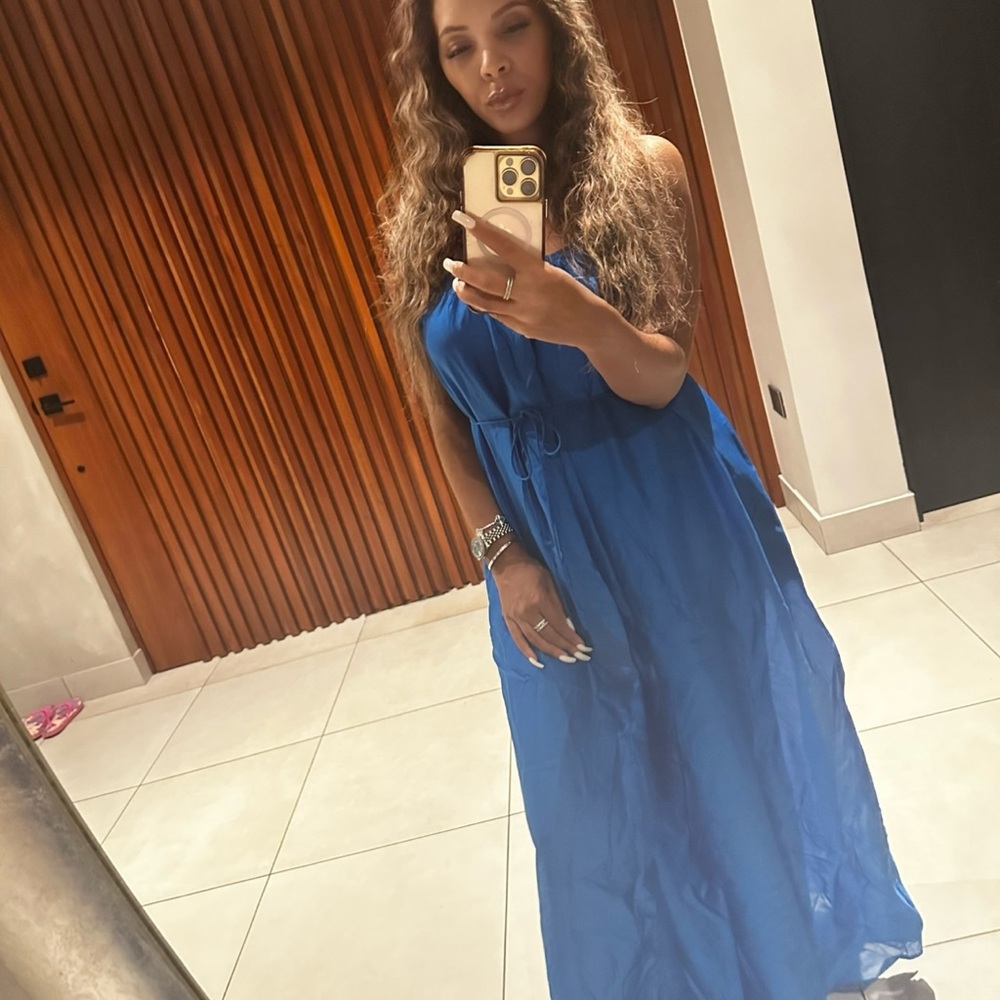 Banana Republic Blue Halter Maxi Sundress